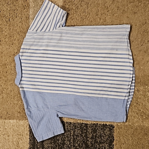 Free Assembly Boy's Button-up Short-sleeve Blue and White Shirt. Sz: XL (14/16) - Picture 7 of 9